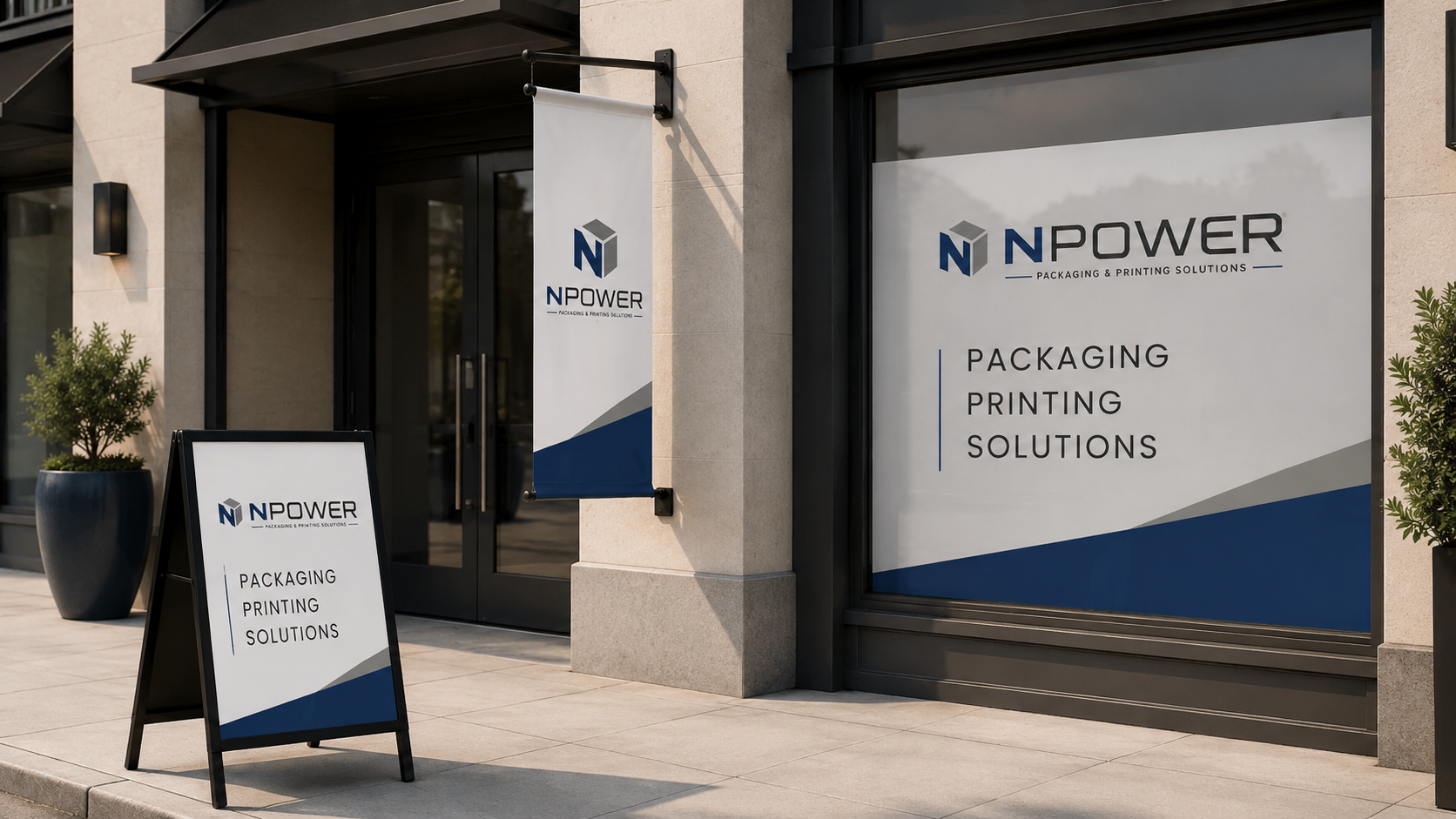NPower storefront window and wall signage